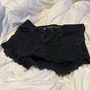 Black denim shorts